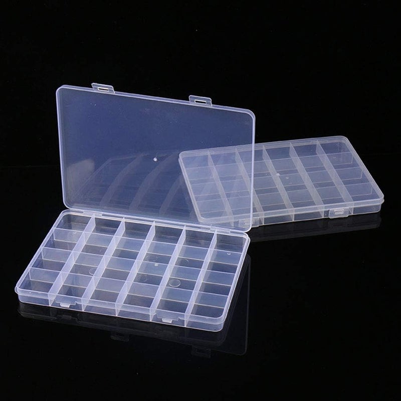 RLECS 2PCS 24 Slots Transparent Plastic Jewelry Organizer Box Compartment Storage Container for Bead Rings Jewelry Display Organizer - Image 5